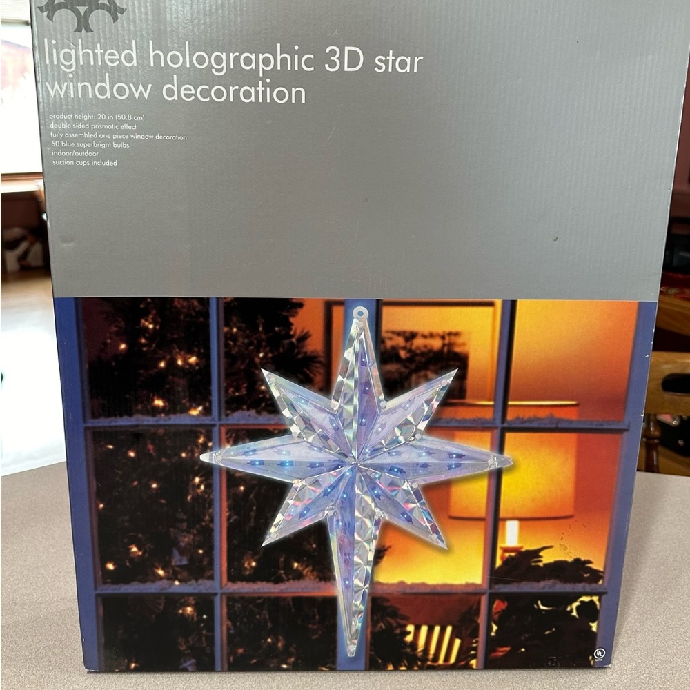 Lighted Holographic 3D Window/Tree Star. New in box.
